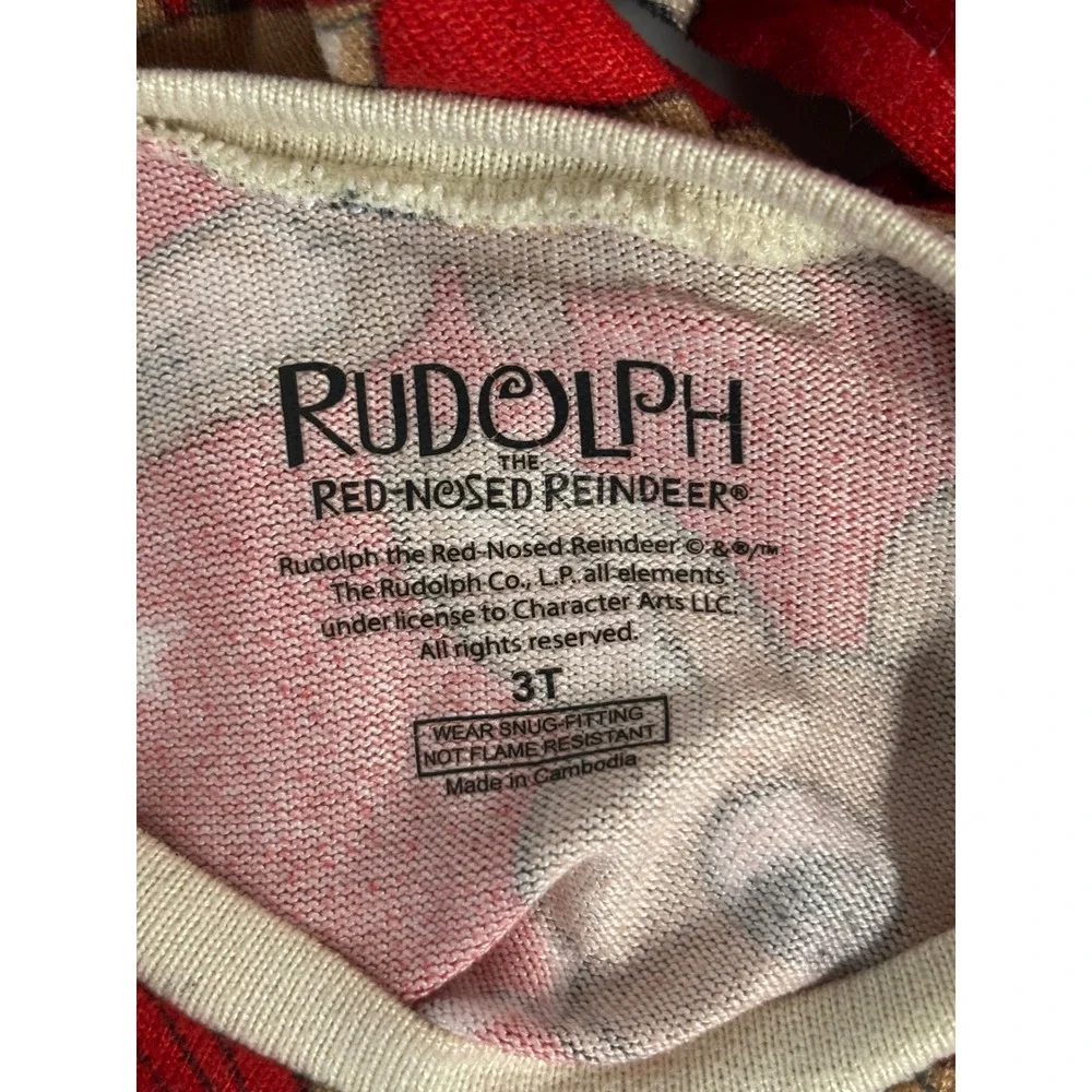 Disney Mickey Mouse & Rudolph Red-Nosed Reindeer Christmas Pajamas Set 3T Red
